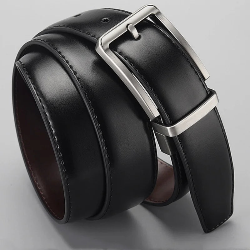 Genuine Leather Belt Double sided belt Men Belt Laser engraving Luxury Strap Male New Fashion Retro pin buckle High Quality