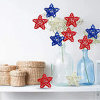 5/10Pcs 4th of July Star Shaped Rattan Balls Decoration Red Blue White Star Wicker Ball for 2023 Independence Day Home DIY Decor