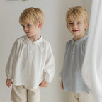 Children Boys T-shirt Autumn Turn Down Collar Solid Color Simple Toddler Kids Boys Blouses Versatile Infant Baby Boys Undershirt Children T-shirt