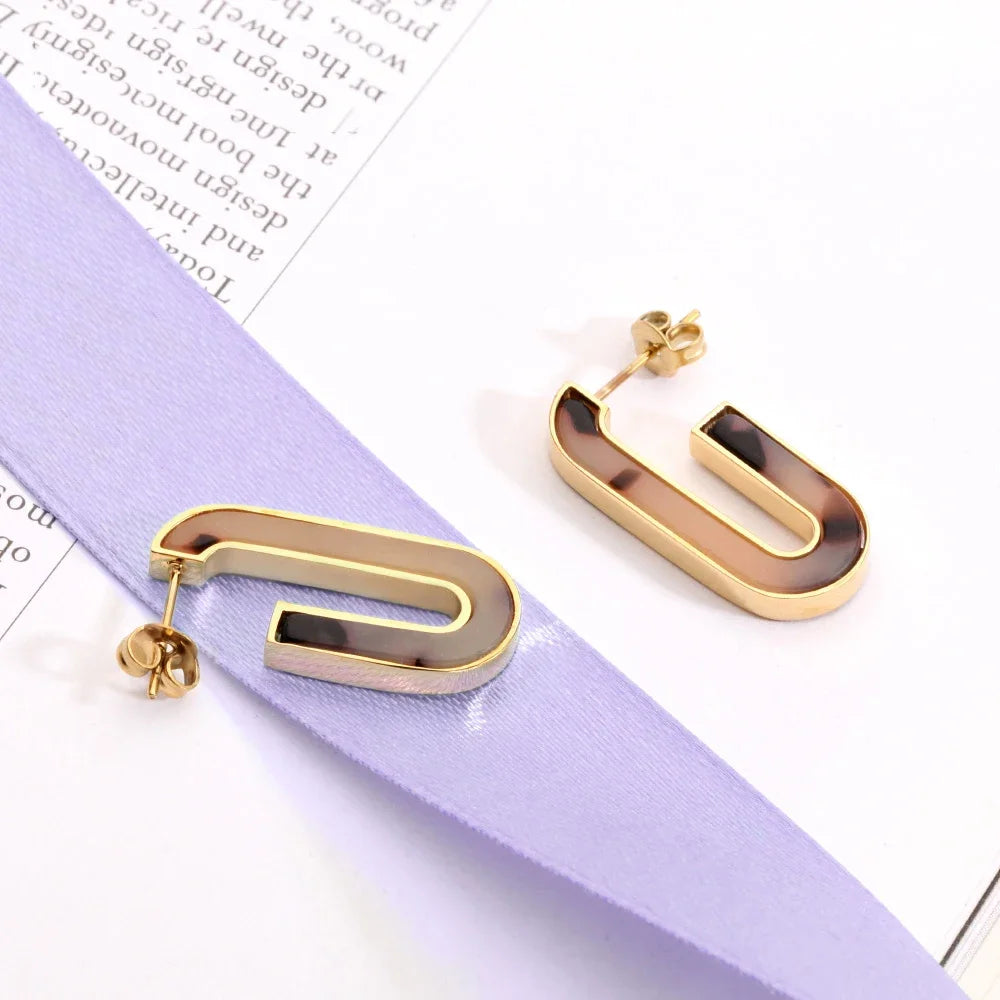 Studs Earrings For Women Tortoiseshell Acetate Resin Acrylic Heart Star Circle Geometric Earrings