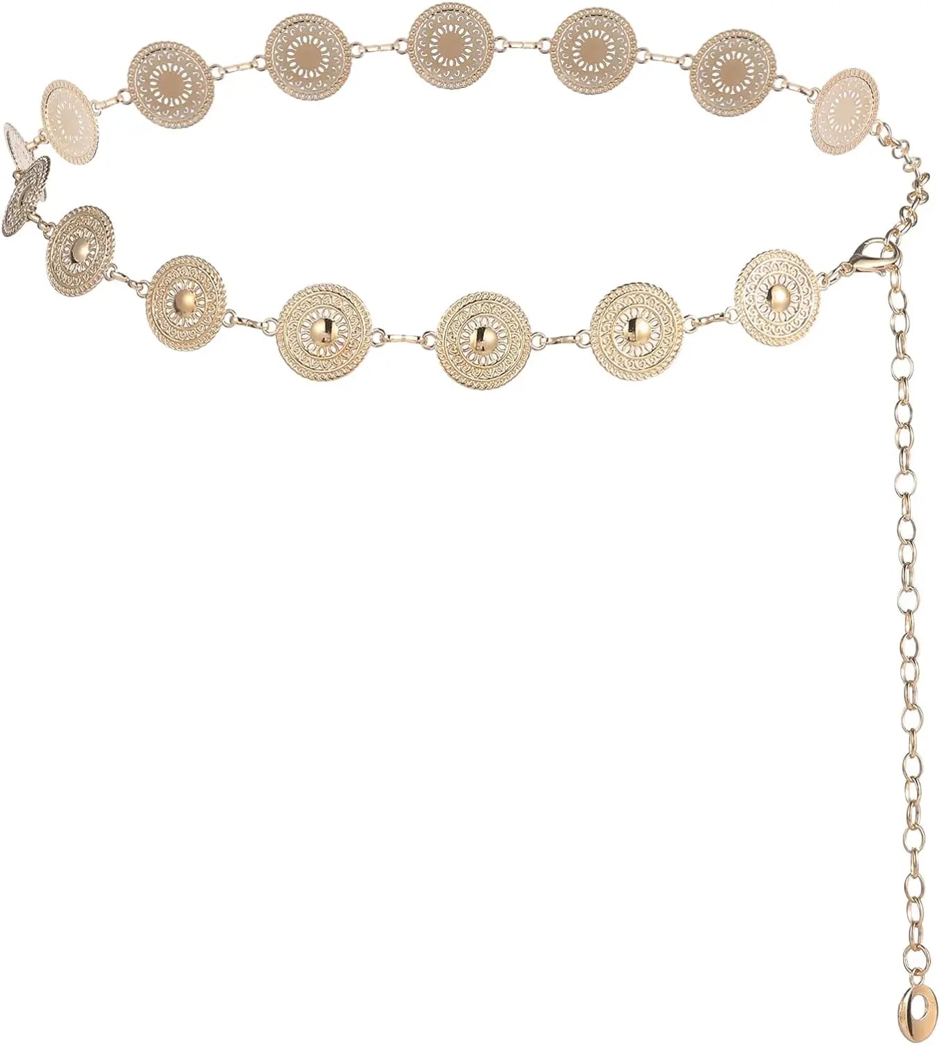 Metal Chain Belt for Women Cowgirl Western Country Chain Belts Adjustable Concho Belt for Sweaters Dresses Jeans