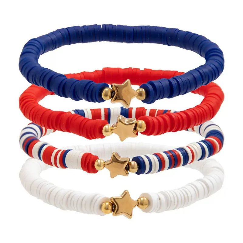 4th of July Outfits Bracelets For Women 3-7 Pack Patriotic Bracelet Decoration for Independence Day Celebration Jewelry Gifts