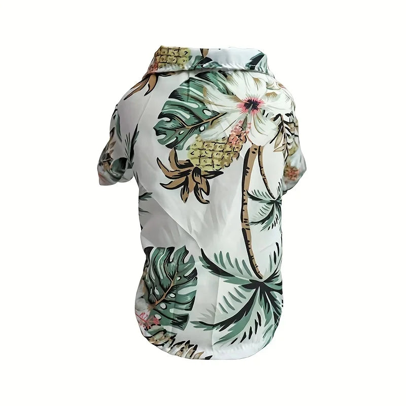 Pet Summer T-Shirts Hawaii Style Floral Dog Shirt Hawaiian Printed Pet T-Shirts Breathable Cool Clothes Beach Seaside Puppy