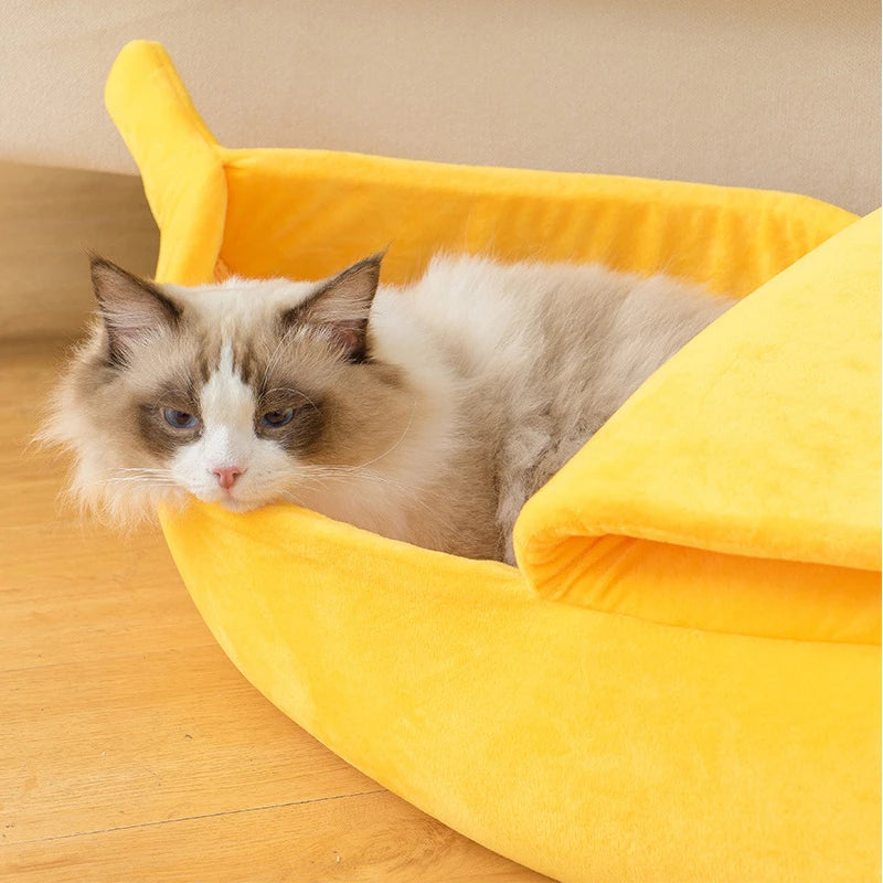 Pet Bed Banana Cat Bed House Funny Cute Cozy Cat Mat Beds Warm Durable Portable Pet Basket Kennel Dog Cushion Cat Supplies Multicolor