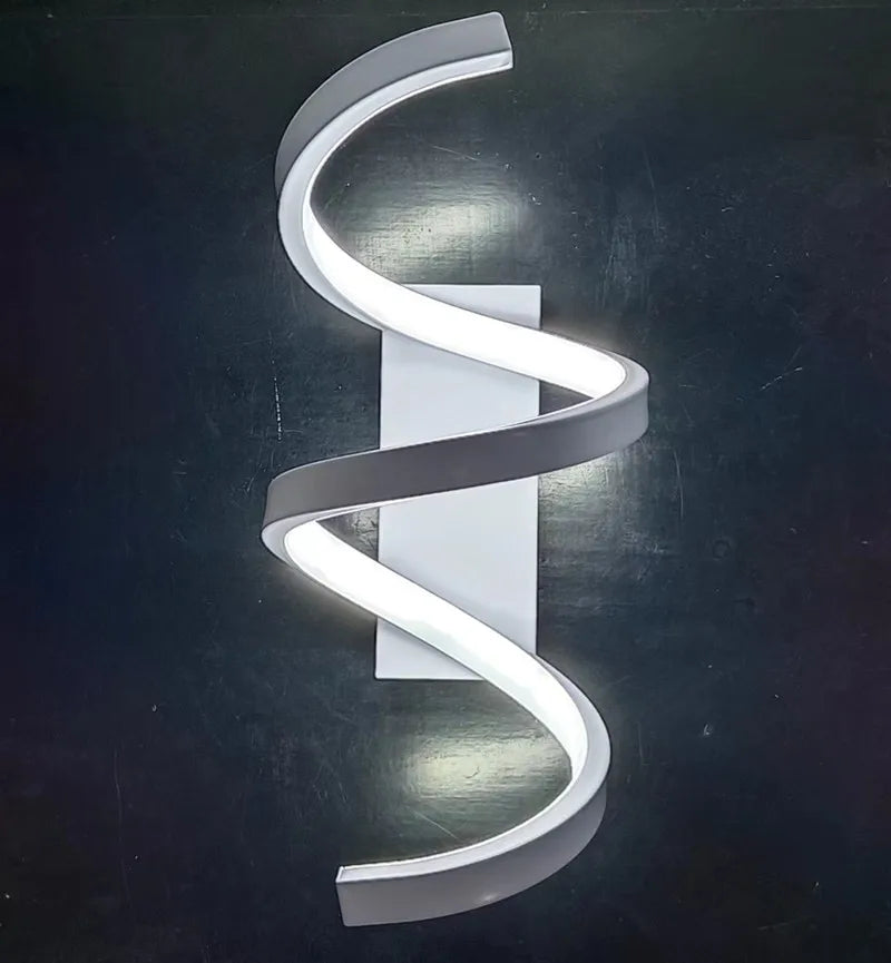 Designer hotel living room background wall LED wall light bright tri-color light bedroom bedside wave wall lamp