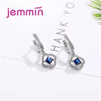 Women Jewelry Set Trendy 925 Silver  Cubic Zirconia Pendants Necklace Dangle Earrings Set For Engagement Wedding Accessory