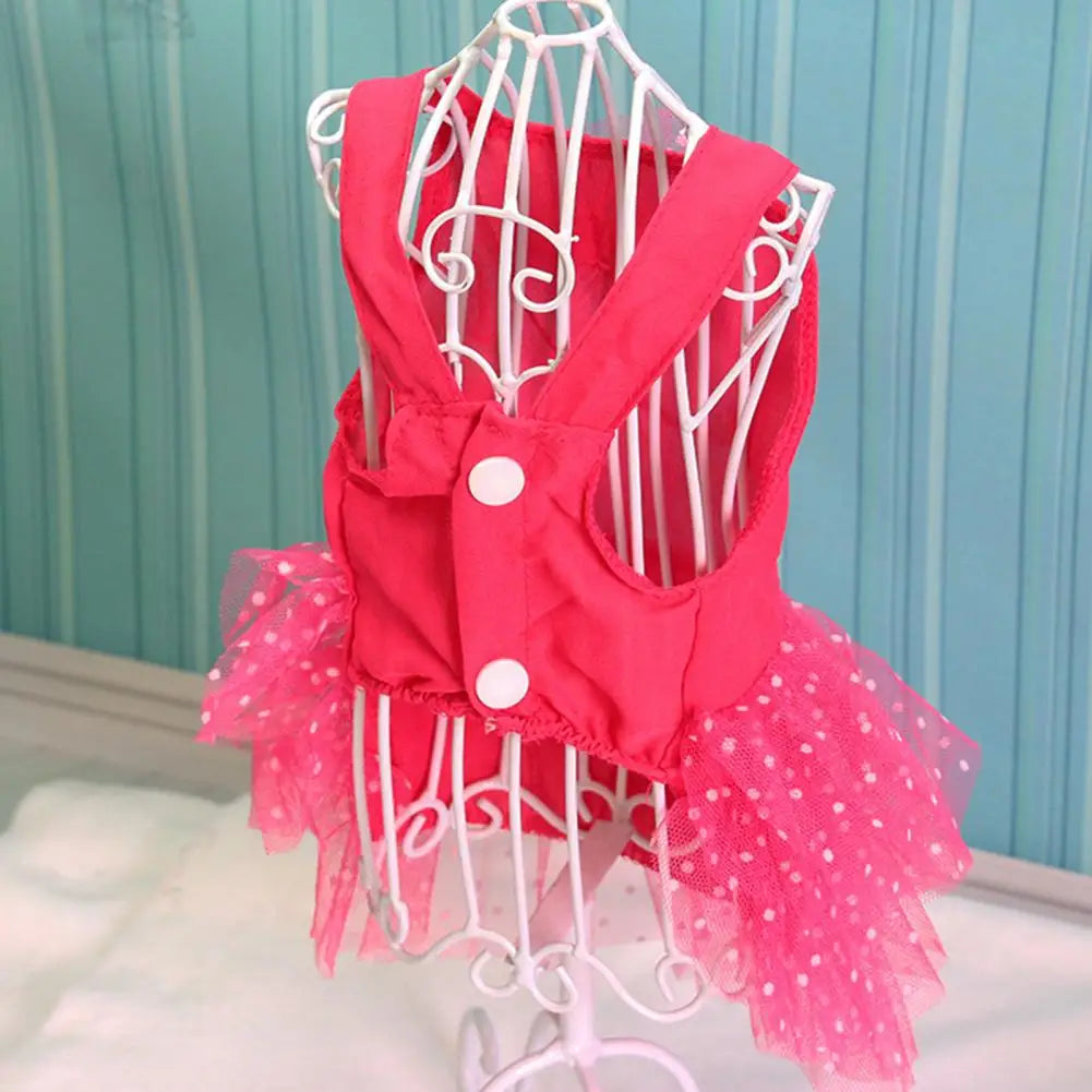 Dog Dresses Pet Dresses Bow-knot Design Lace Multiple Layer Puppy Skirt Buttons Sleeveless Eye-catching Dogs Princess Dress Pet Clothes