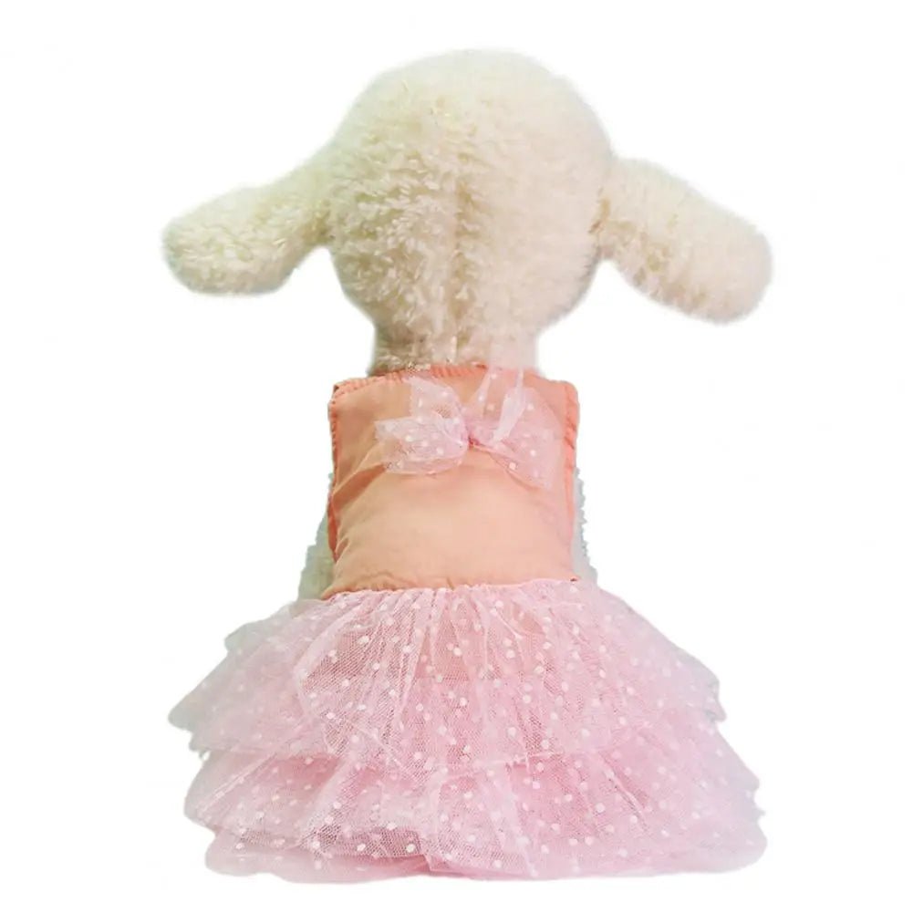 Dog Dresses Pet Dresses Bow-knot Design Lace Multiple Layer Puppy Skirt Buttons Sleeveless Eye-catching Dogs Princess Dress Pet Clothes