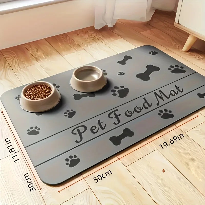 Pet Feeding Mat - Absorbent Pet Mat For Food And Water Bowls, Quick Drying Water Dispensing Mat With Waterproof Rubber Sole