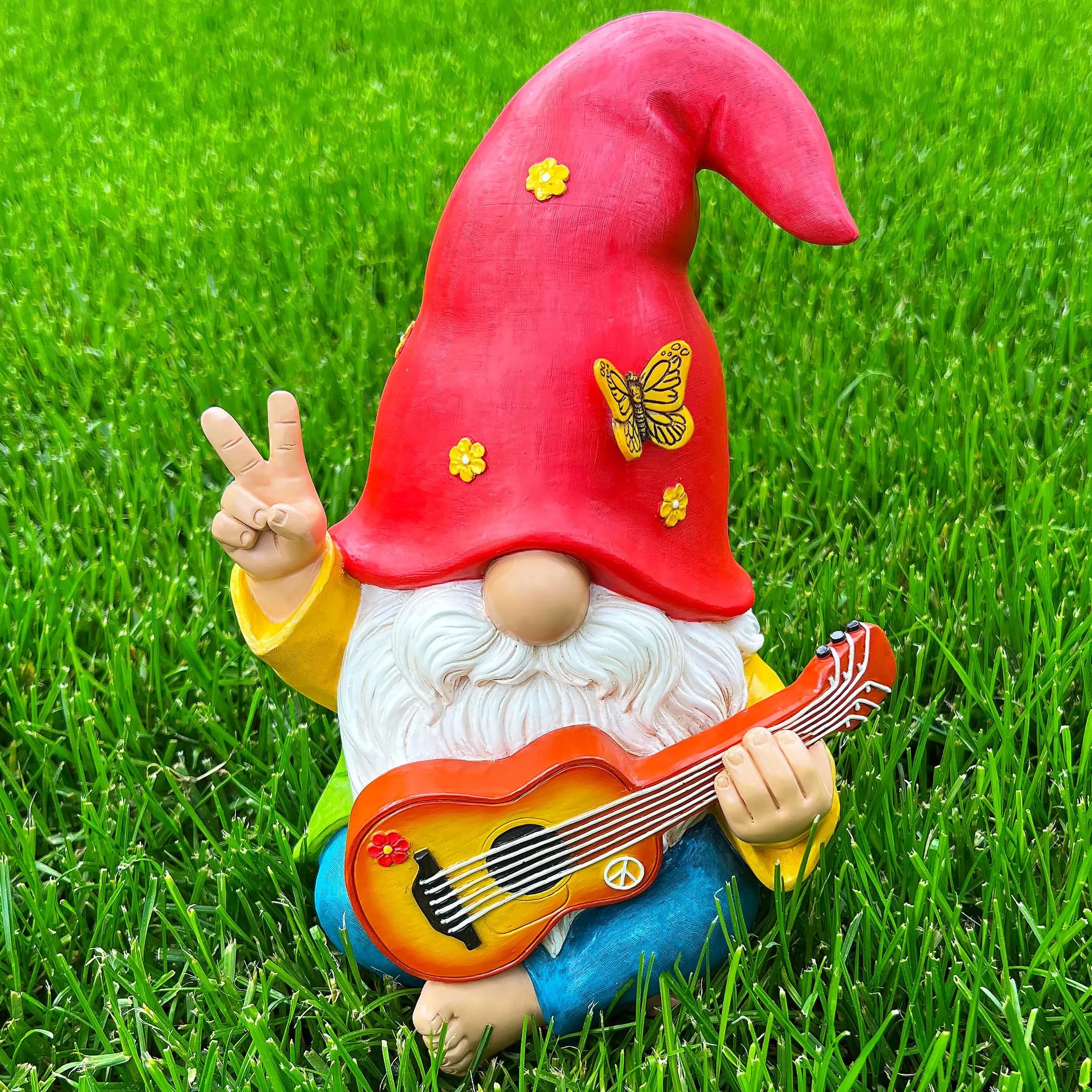 Garden Dwarf - An interesting hippie dwarf statue - A 4.72-inch tall lawn statue - suitable for outdoor or home decoration