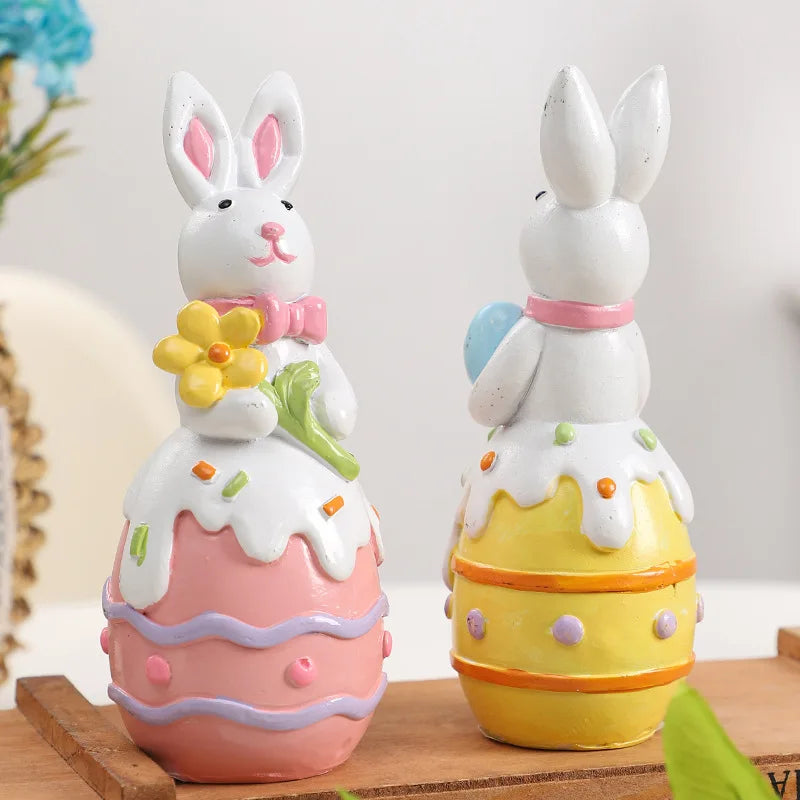 Creativity Easter Decorations Instagram Cute Bunny Easter Eggs Resin Ornaments Home Party Gifts European Style Handicrafts Decor
