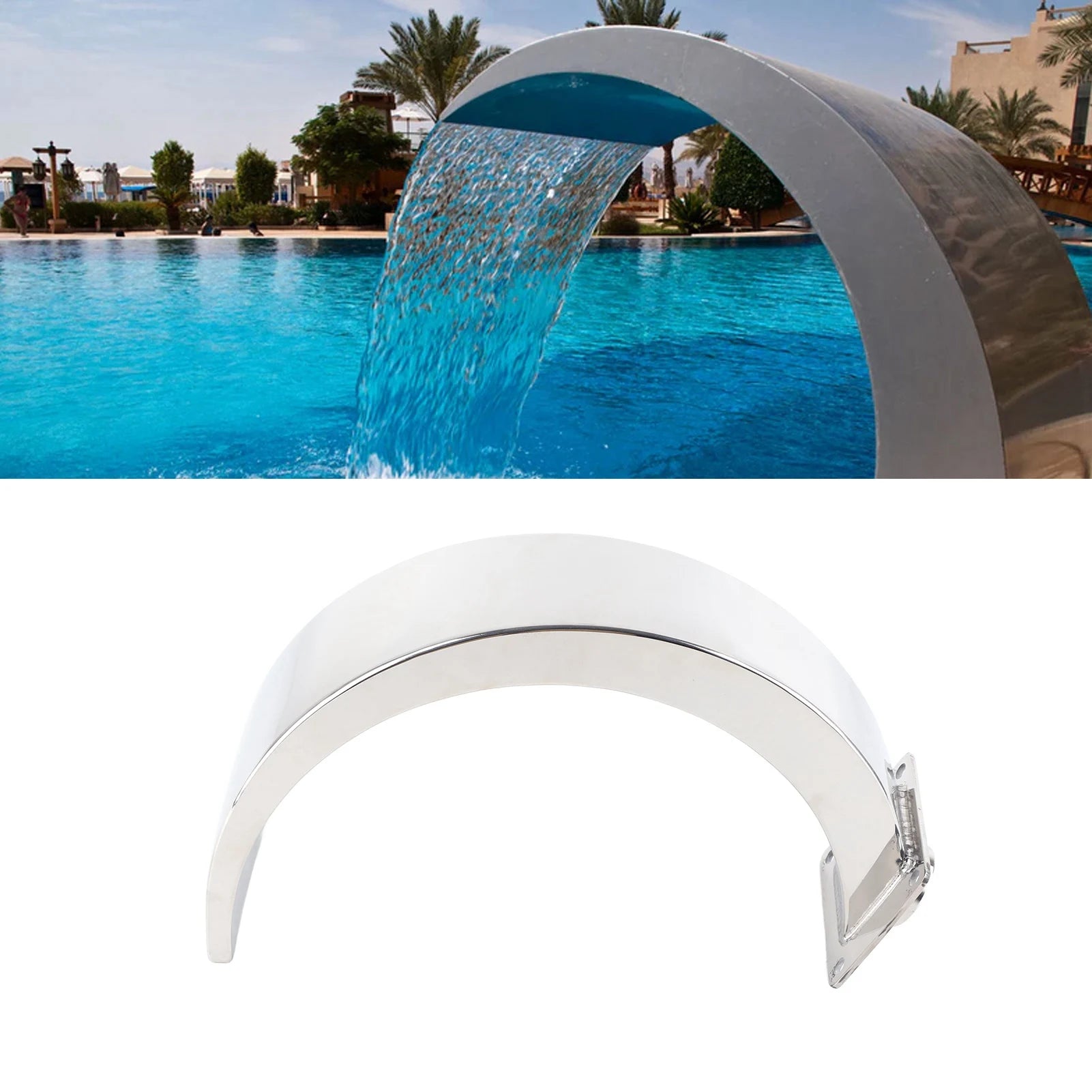 Swimming Pool Waterfall Fountain Rounded Arc Fountain Stainless Steel Pool Water Fountain Pond Garden Decor Hardware Faucet