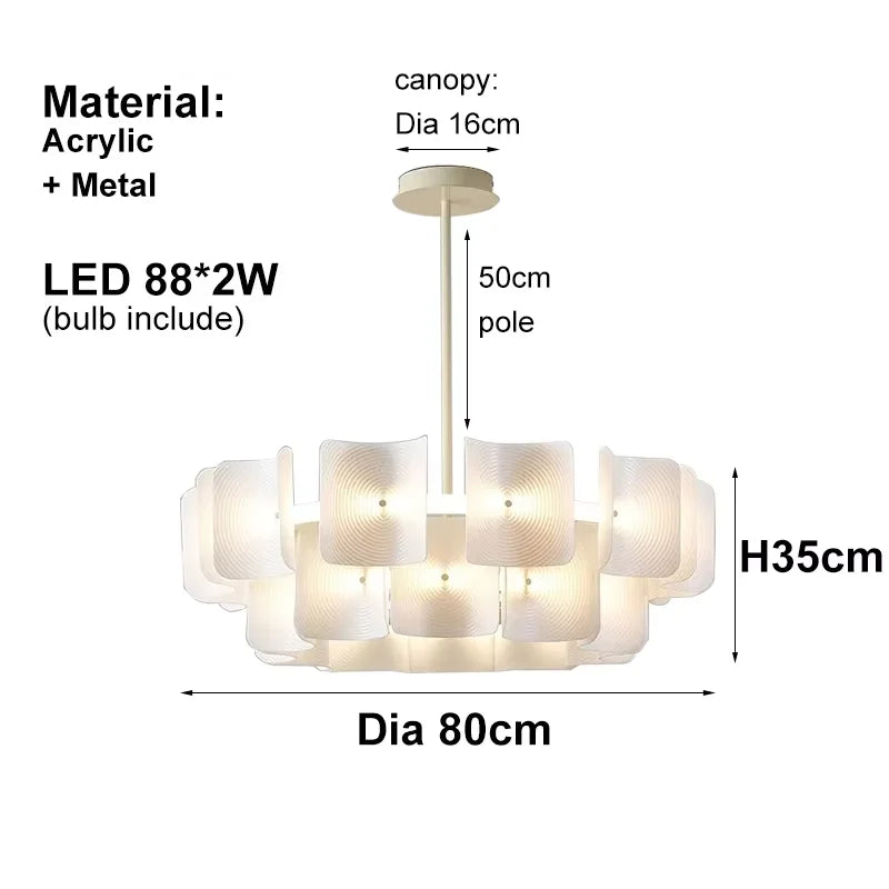 Creative Living Room Large Chandelier Minimalist Wabi Sabi LED Chandelier For Villa Bedroom Home Nordic White Lobby Hanging Lamp