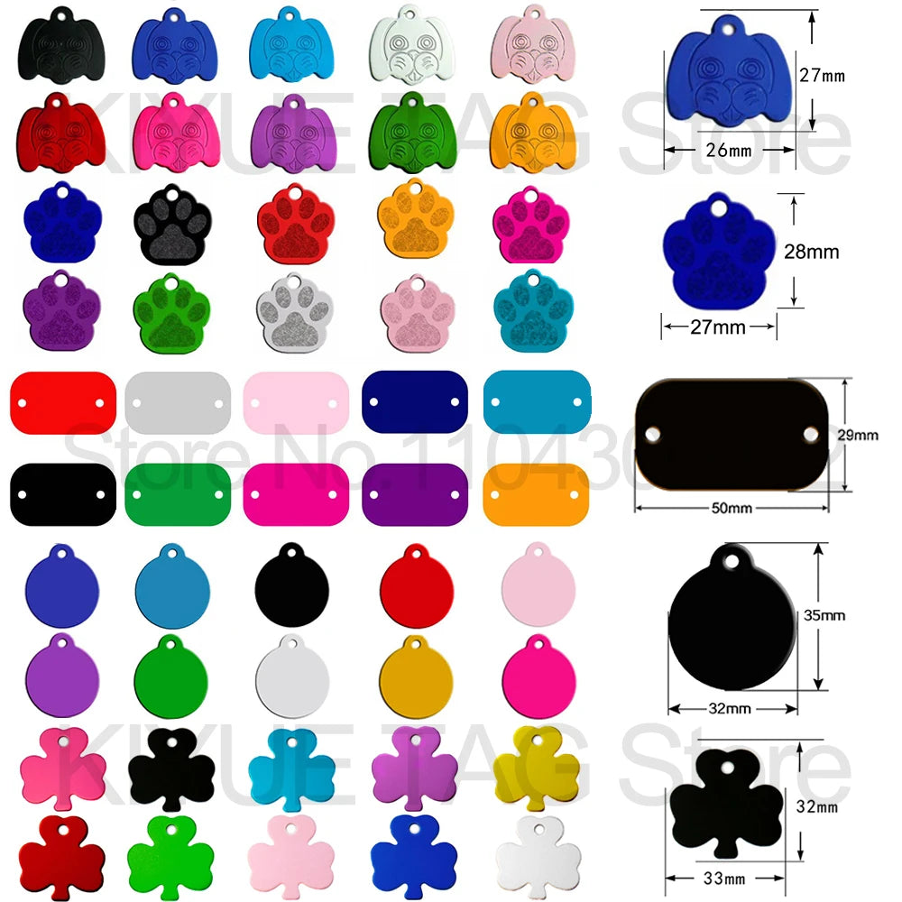 Custom Tags 100PCS Pet Supplies Custom Personalized Cat Collar Name Tag Custom Engraved Dog ID Tag Aluminum Pendant Accessories