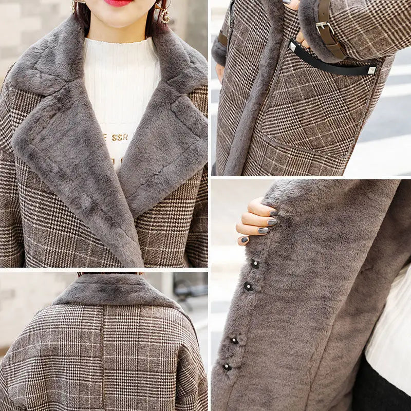 Women Wool Coats Jackets Blends Turn Down Collar Coat Thick Lamb Wool Y2k Streetwear Jacket Work Outerwear Autumn Winter
