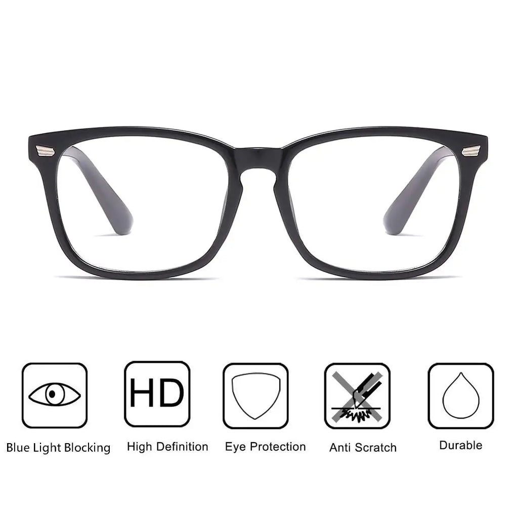 Classical Blue Light Blocking Glasses Square Computer Glasses Nerd Eyeglasses Frame Anti Blue Ray Computer Game Glasses