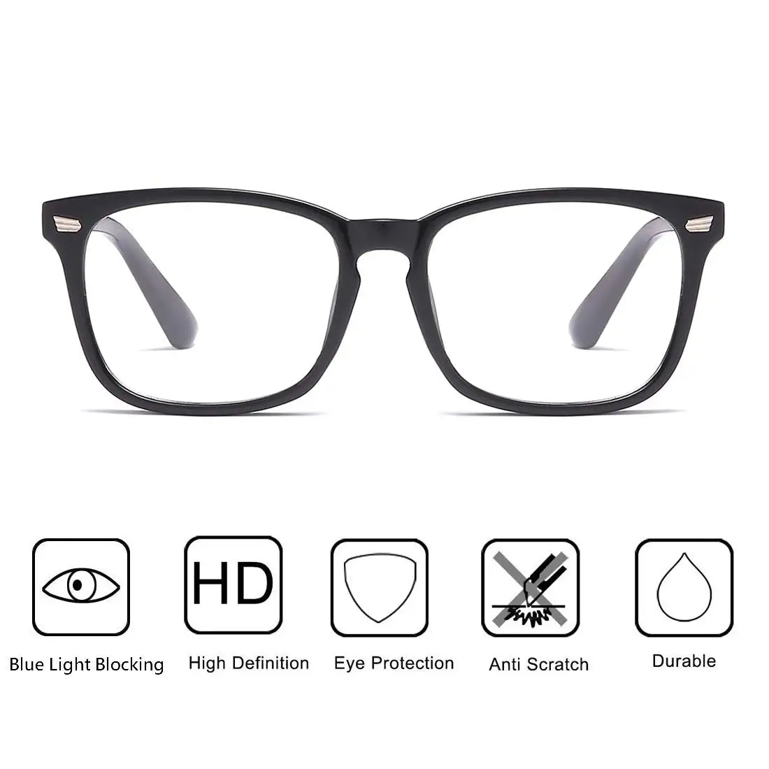 Classical Blue Light Blocking Glasses Square Computer Glasses Nerd Eyeglasses Frame Anti Blue Ray Computer Game Glasses