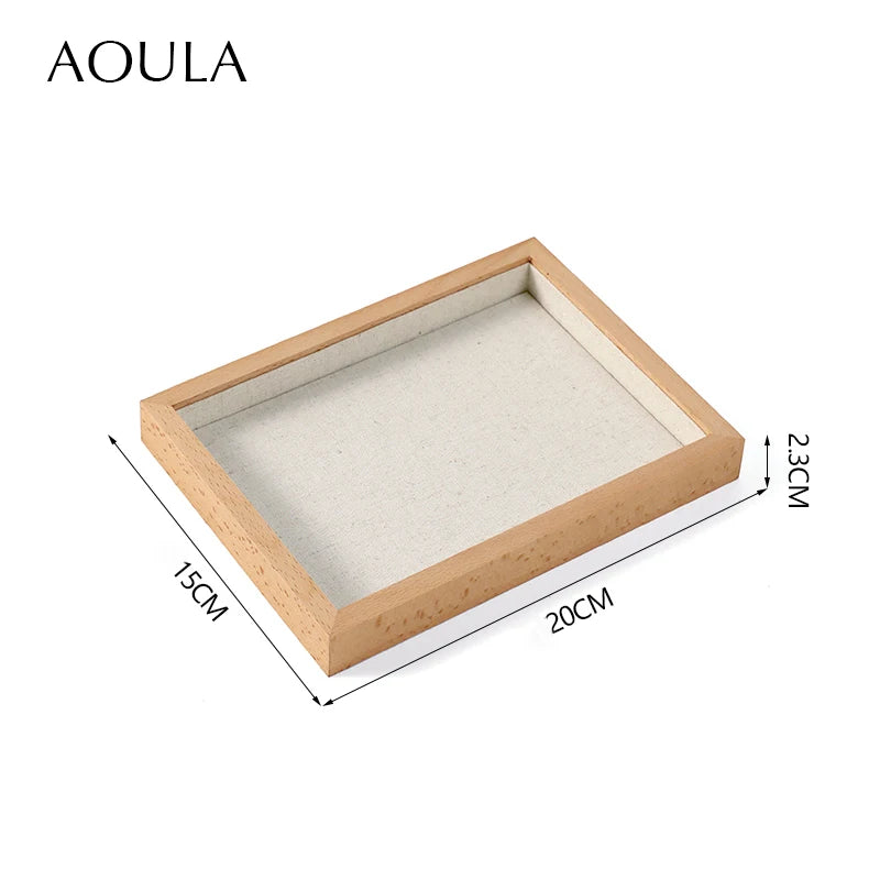 Stackable Ring Earring Jewelry Storage Multi Use Tray Bracelet Necklace Display Stand Holder Wooden Counter Top Drawer Organizer
