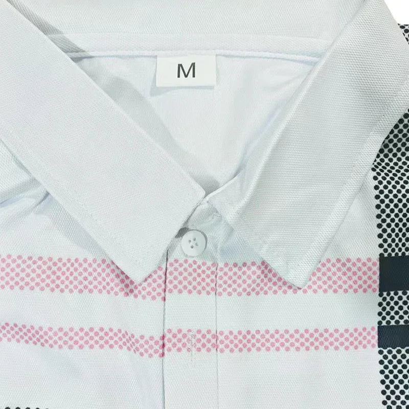 Men's Polos Shirts Work Casual Lapel Short Sleeve Basic Modern Polka Dot Color Block Buttons Summer Regular Fit Golf Shirt