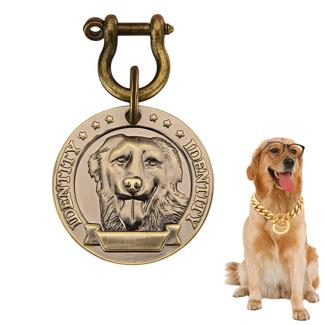 VIP Customizable Engraved Pets ID Tag for Dog Cat Bronze Nameplate Tags Personalized  Address Number Dogs Collar ID Pendant Custom Tags