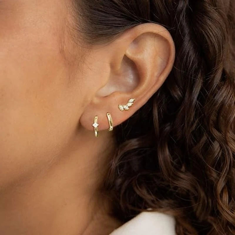 Studs Hoop Earrings Zirconia Piercings Earrings Fashion Jewelry for Women Girls