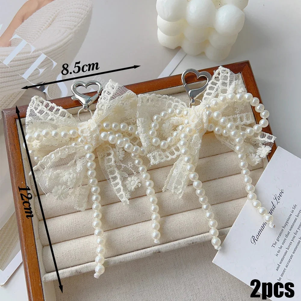 1pair Fashion Lace Pearl Bow Shoe Laces Charms for Sneakers Decorative Shoe Flower Buckle Decorative Shoe Charm Accessories