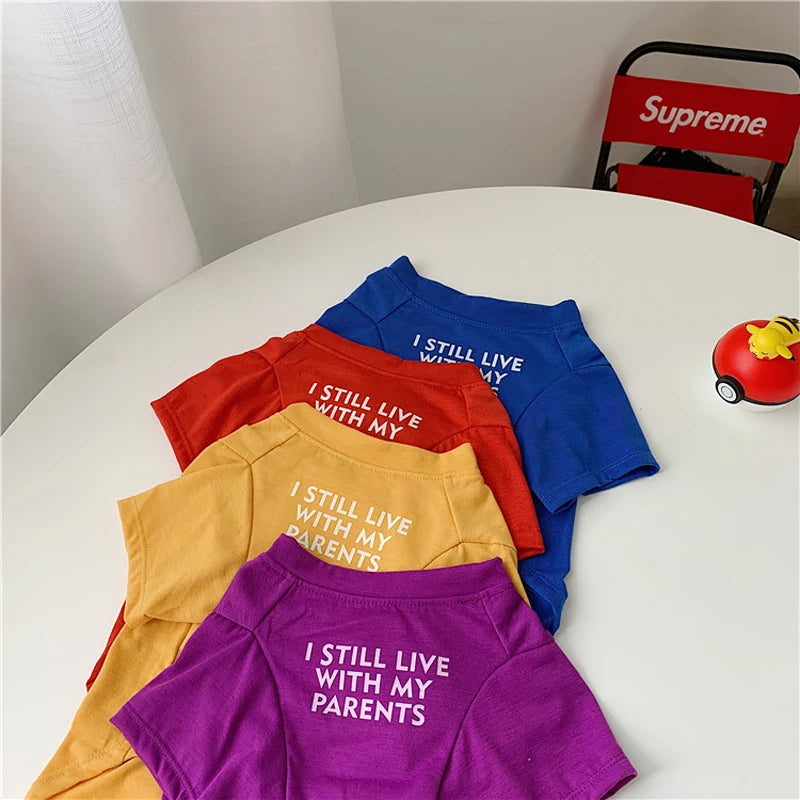 Letter Printed Dog T Shirts for Small Medium Dogs, Cotton Breathable Pet Apparel Puppy Dog Shirt Spring Summer Dog Clothes
