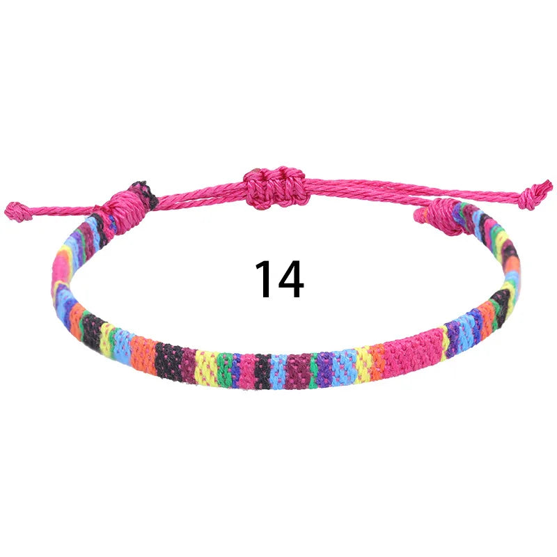 Anklets For Women Woven Fabric Foot Leg Bracelet Men Handmade Rope Braid Knot Beach Barefoot Weave Ethnic Boho Adjustable Charm