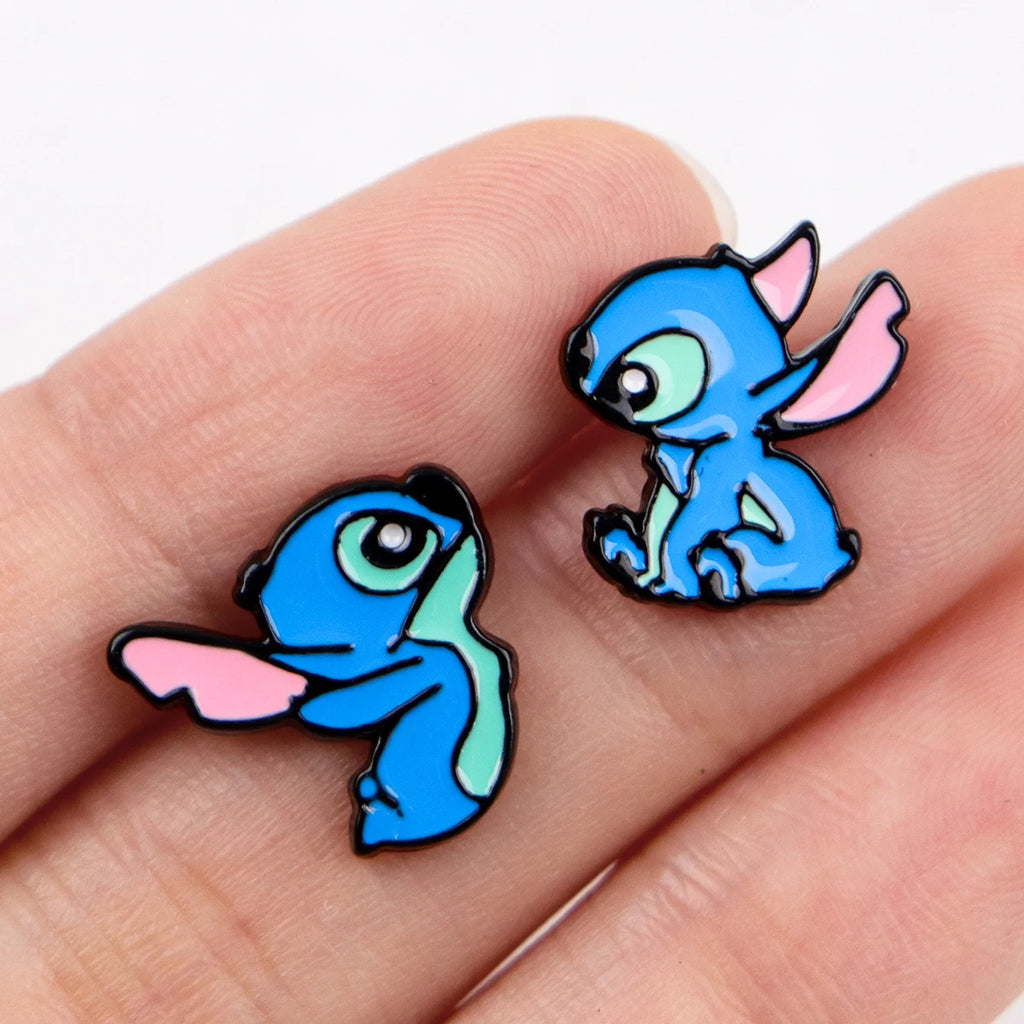 Cute Stitch Stud Earrings for Women Piercing Women's Stainless Steel Jewelry Fashion Accessories Gift for Girl