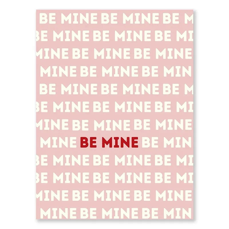 Valentine's Day Queue Gallery Printable Poster Vintage Romantic Wall Art Cute Pink Heart Canvas Painting Home Bedroom Decoration