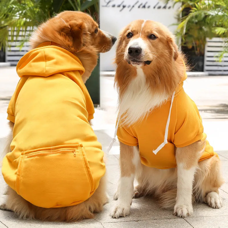 Pet Hoodies for Large Dogs Spring and Autumn Fleece Golden Retriever dog hoodie Sweatshirt with Hat and Zip Pocket  Pet Clothing