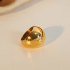 316L Stainless Steel Statement Rings For Women Men Shiny Surface Cocktail Rings Gold-Plated Smooth Waterproof Fashion Jewelry