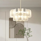 Creative Living Room Large Chandelier Minimalist Wabi Sabi LED Chandelier For Villa Bedroom Home Nordic White Lobby Hanging Lamp