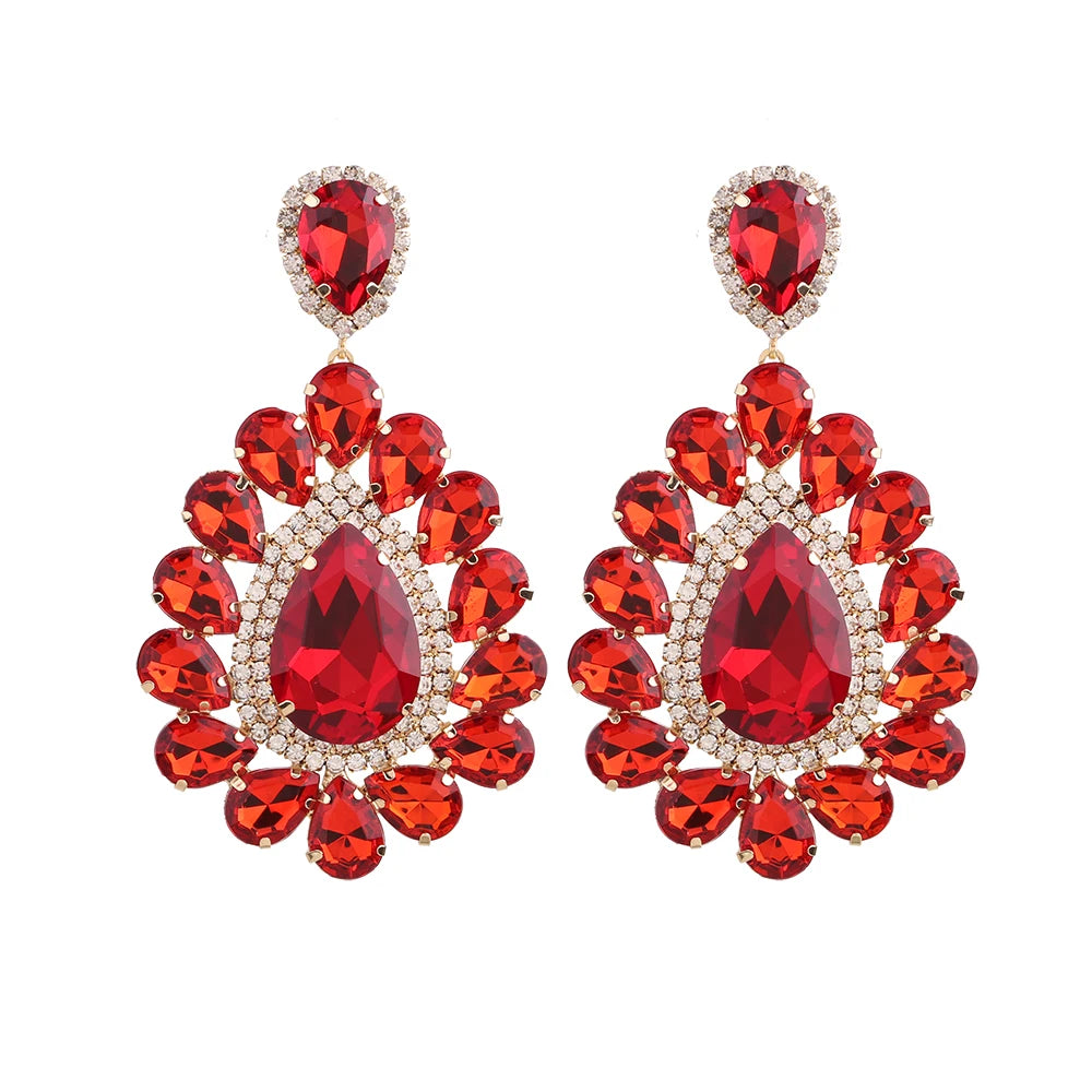 New Big Drop Dangle Earrings For Women Fashion Jewelry Party Multicolors Crystal Drills Statement Earrings Accessories Wholesale