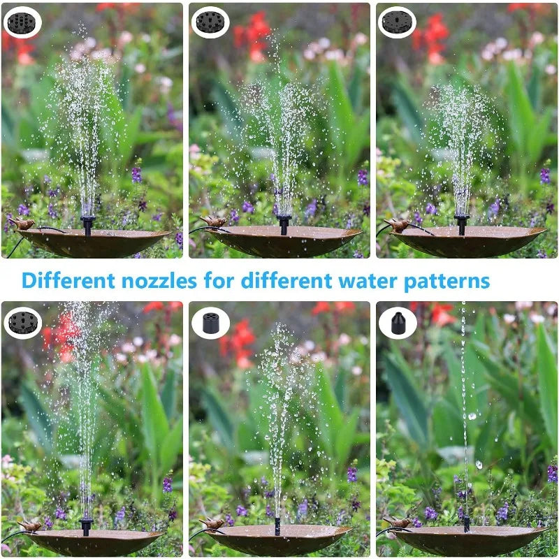 2.5W Solar Fountain Split Design with 6 Fountains and 4-foot Water Pipes for Outdoor Garden Solar Fountain Water Pump Decoration