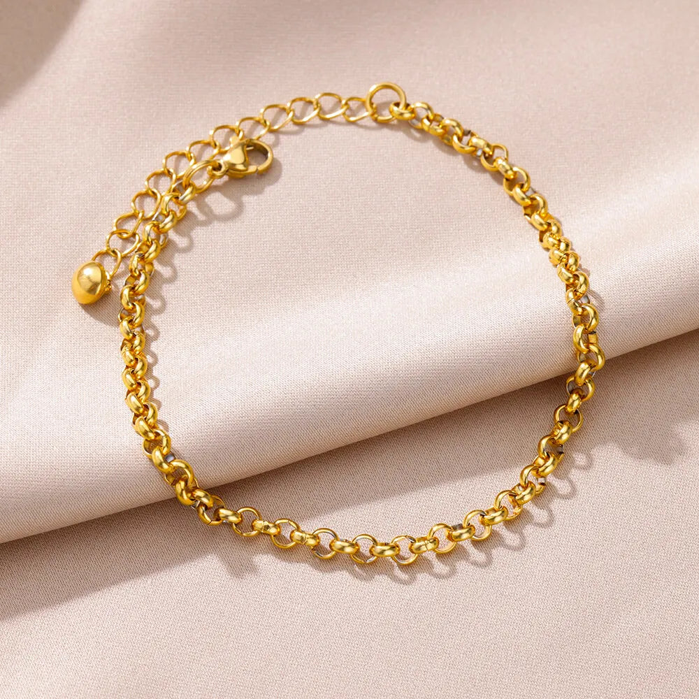 Anklets for Women Stainless Steel Gold Color Chain Anklet Female Summer Beach Accessories Foot Leg Bracelets New Fashion Jewelry