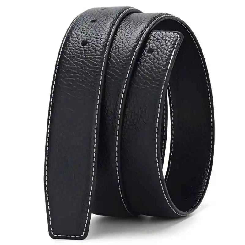Luxury leather belt for men smooth surface double-sided usable top layer cowhide no buckle 3.8 wide without buckle belt