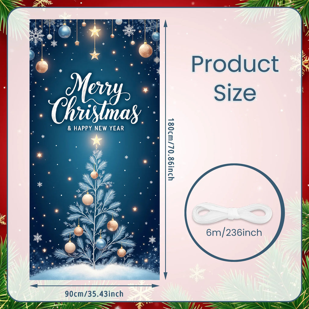 Christmas Banner Red Ornaments Holiday Decoration Snowflake Pattern Winter Festivities for Home Decoration Holiday Celebration I