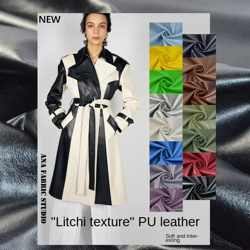 Artificial Leather Fabric Texture Soft Leather Micro Elastic Suit Clothing Designer Wholesale Cloth for Diy Sewing Material