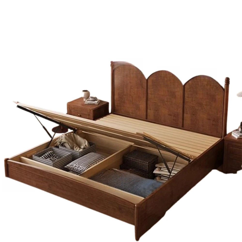 Bedroom Aesthetic Beds Unique Luxury Girls Nordic Storage Space Headboard Bed King Size Modern Lit Deux Place Home Decoration