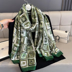 New Women Scarves Spring Summer Autumn Luxury Print Thin Light Satin Scarf Fashion Wrap Shawls 55 Colors Elegant Bandana Poncho