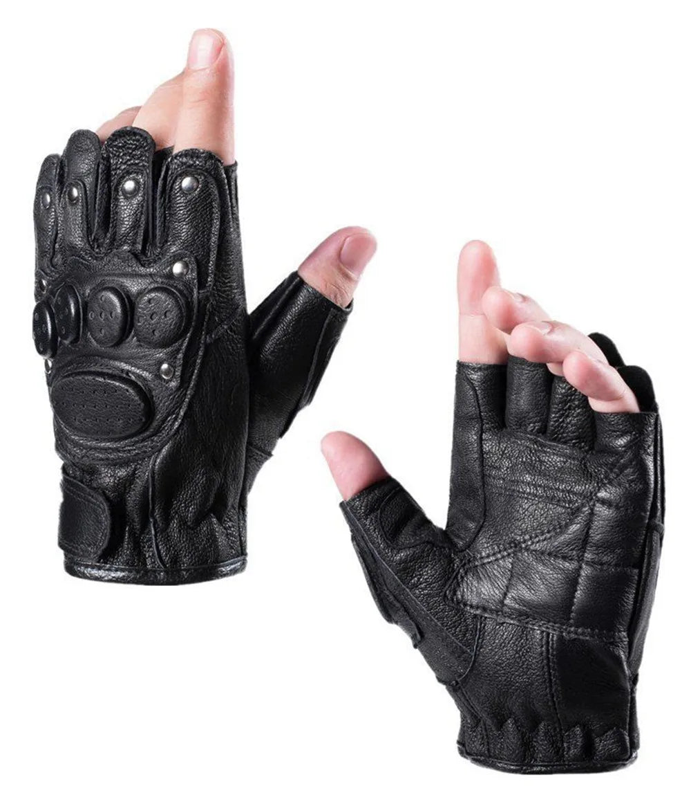Fingerless Gloves Driving Gloves Leather Outdoor Sport Half Finger Glove for Men Women Cycling Hiking Fishing Moto Glove W26