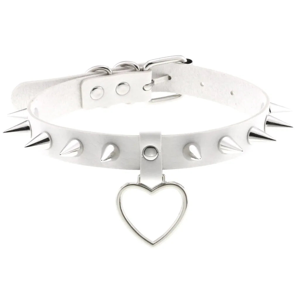 New Harajuku Chocker Sexy Pentagram Rivets White Goth Punk Chokers Gothic Choker Necklace for Women Hip Hop Bondage Cosplay