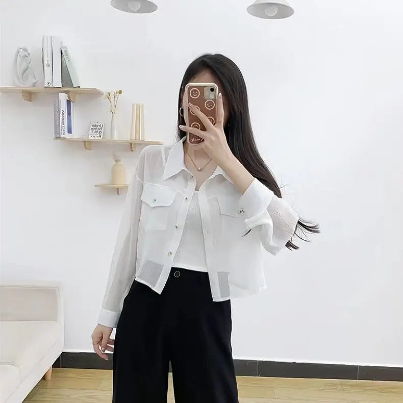 Summer Loose Chiffon Sunscreen Clothes for Women in Summer 2025 New Thin Casual Versatile Long-sleeved Cardigan Short Jacket