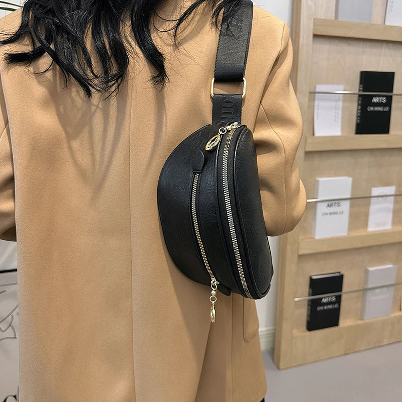 Casual Waist Bag Fashion Lady Fanny Pack and Phone Packs Soft Leather Belt Bags Woman Travel Shoulder Crossbody Chest Bag Purse