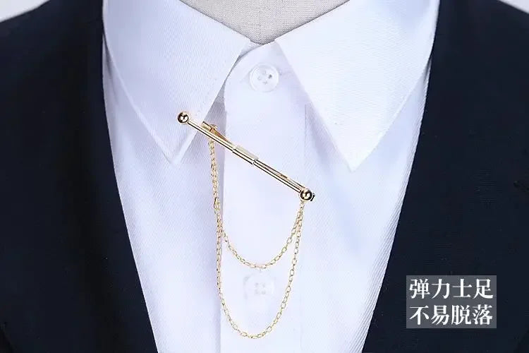 Hot Sale Brooches Broches High-end Fashion Personality Brooch Tassel Chain Clip Collar Shirt Buttoned Pin Male Accessories
