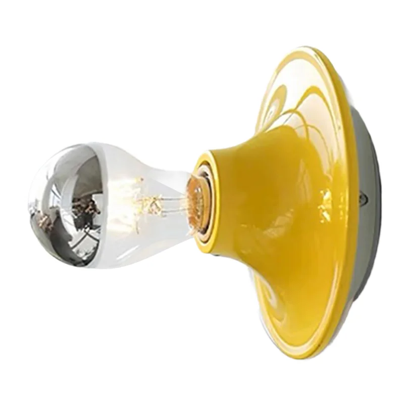 KYCOR-Retro Living Room For Home Bedroom LED Macaron Wall Lamp E27 Colorful Bedside Background Light Retractable Yellow