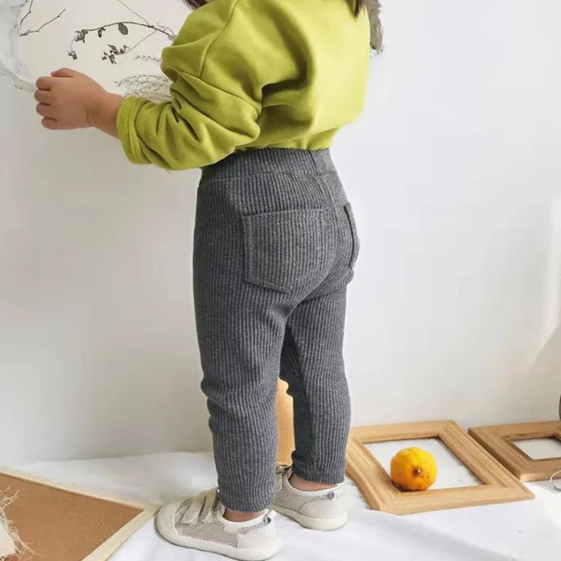 Children's Pants For Girls Boys Solid Big PP Kids Pants Spring Autumn Baby Toddler Long Trousers Casual Kid Trouser 1-6Years Old