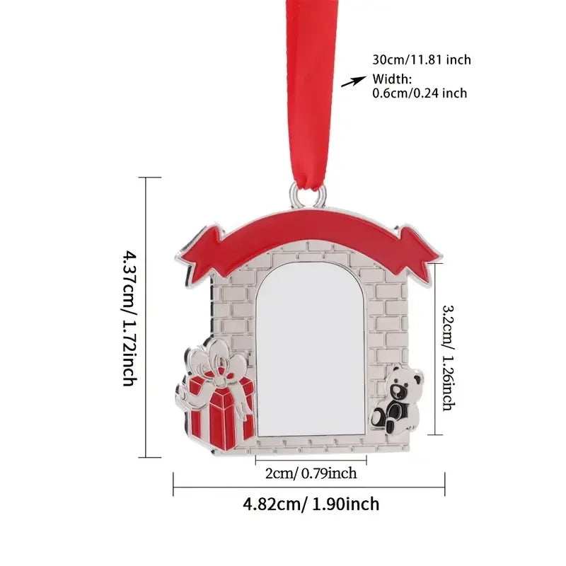 Personalised picture Christmas pendant sublimation DIY gift, classic hanging ornament with red ribbon, personalised gift.