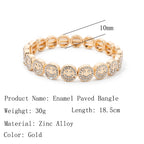 2024 New Happy Bangle Paved Diamond Enamel Beaded Bracelets For Women Boho Gold Color Elastic Bracelets